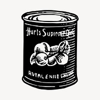 Canned fruit drawing, vintage food illustration vector. Free public domain CC0 image.