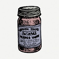 Food jar sticker, vintage object illustration psd. Free public domain CC0 image.