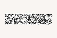 Floral ornament divider drawing, vintage decorative illustration vector. Free public domain CC0 image.