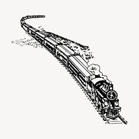 Train drawing, vintage transportation illustration vector. Free public domain CC0 image.