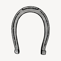 Horseshoe drawing, vintage object illustration vector. Free public domain CC0 image.