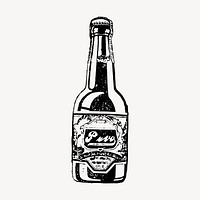 Cola bottle drawing, vintage object illustration vector. Free public domain CC0 image.