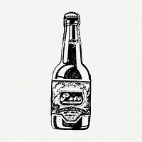 Cola bottle drawing, vintage object illustration psd. Free public domain CC0 image.