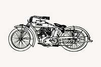 Motorcycle drawing, vintage vehicle illustration vector. Free public domain CC0 image.