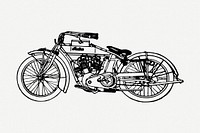 Motorcycle drawing, vintage vehicle illustration psd. Free public domain CC0 image.