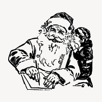 Santa Claus drawing, vintage Christmas illustration vector. Free public domain CC0 image.