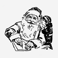 Santa Claus drawing, vintage Christmas illustration. Free public domain CC0 image.
