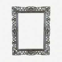 Silver ornamental frame, vintage decor illustration vector. Free public domain CC0 image.