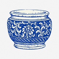 Flower pot clipart, vintage object illustration vector. Free public domain CC0 image.