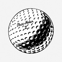 Golf ball clipart, sport equipment vintage illustration vector. Free public domain CC0 image.