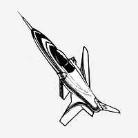 Fighter jet drawing, vehicle vintage illustration. Free public domain CC0 image.