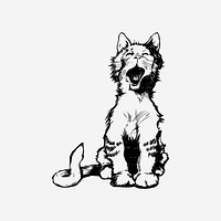 Yawning cat drawing, animal vintage illustration. Free public domain CC0 image.