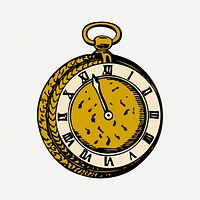 Pocket watch sticker, vintage object illustration psd. Free public domain CC0 image.