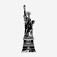 Statue of Liberty clipart, landmark vintage illustration vector. Free public domain CC0 image.