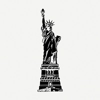 Statue of Liberty drawing, landmark vintage illustration psd. Free public domain CC0 image.