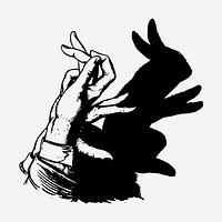 Rabbit hand shadow clipart illustration vector. Free public domain CC0 image.