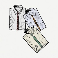 Folded shirts sticker,  vintage apparel illustration psd. Free public domain CC0 image.