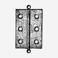 Vintage door hinge drawing, object illustration. Free public domain CC0 image.