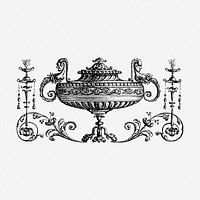 Epergne centerpiece clipart, decoration vintage illustration vector. Free public domain CC0 image.