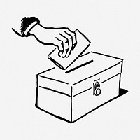 Hand voting clipart, election vintage illustration vector. Free public domain CC0 image.