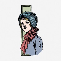 Victorian woman clipart, vintage illustration vector. Free public domain CC0 image.