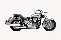 Silver motorbike, vehicle illustration. Free public domain CC0 image.