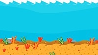 Under the sea background, cartoon illustration psd. Free public domain CC0 image.