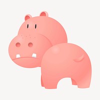 Pink hippopotamus clipart, cute animal illustration. Free public domain CC0 image.