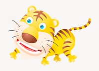 Cartoon smiling tiger clipart, cute animal illustration. Free public domain CC0 image.