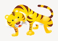 Cute tiger sticker, cartoon animal illustration vector. Free public domain CC0 image.