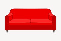 Red sofa sticker, furniture illustration vector. Free public domain CC0 image.
