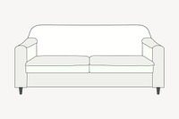 White couch clipart, furniture illustration psd. Free public domain CC0 image.