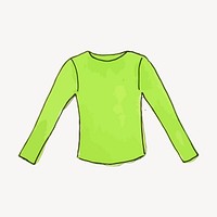 Green long sleeve shirt sticker, fashion, watercolor illustration vector. Free public domain CC0 image.