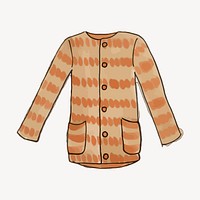 Brown cardigan sticker, fashion, watercolor illustration vector. Free public domain CC0 image.
