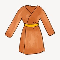 Brown coat, apparel, marker art illustration. Free public domain CC0 image.
