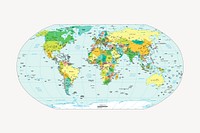 World map, geographical illustration. Free public domain CC0 image.
