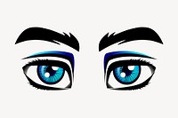 Blue eyes, cartoon character illustration. Free public domain CC0 image.