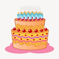 Birthday cake clipart, celebration illustration psd. Free public domain CC0 image.
