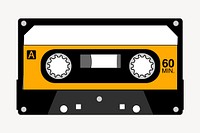 Cassette tape sticker, entertainment illustration vector. Free public domain CC0 image.