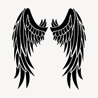 Angel wings clipart, black illustration psd. Free public domain CC0 image.