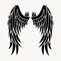 Angel wings clipart, black illustration. Free public domain CC0 image.