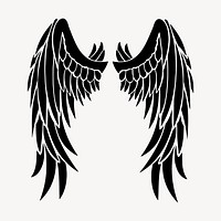 Angel wings sticker, black illustration vector. Free public domain CC0 image.