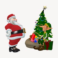 Santa Claus sticker, 3D Christmas illustration vector. Free public domain CC0 image.