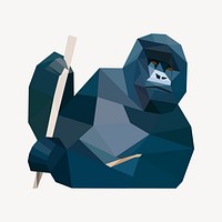 Gorilla monkey sticker, animal illustration vector. Free public domain CC0 image.