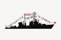 Warship silhouette clipart, transportation illustration psd. Free public domain CC0 image.