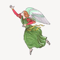 Dancing angel sticker, vintage illustration vector. Free public domain CC0 image.