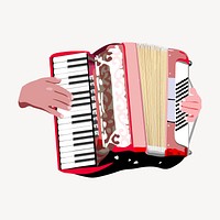 Accordion, musical instrument illustration. Free public domain CC0 image.