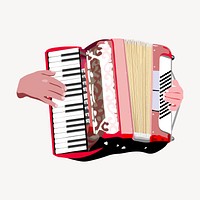 Accordion sticker, musical instrument illustration vector. Free public domain CC0 image.