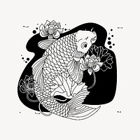 Japanese fish sticker, animal illustration vector. Free public domain CC0 image.