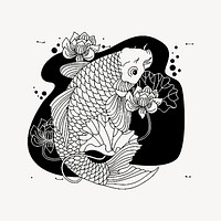 Japanese fish clipart, animal illustration psd. Free public domain CC0 image.